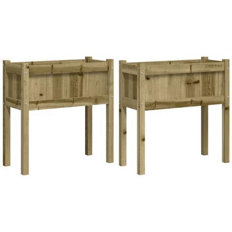 Fioriere Da Giardino 2 Pz Con Gambe In Legno Di Pino Impregnato - Foto 2