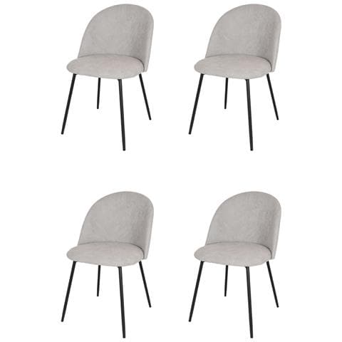 Set 4 Sedie Sala Da Pranzo Luna Gambe In Acciaio Nero Opaco, Tessuto Grigio Chiaro - Foto 1