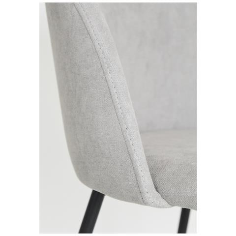 Set 4 Sedie Sala Da Pranzo Luna Gambe In Acciaio Nero Opaco, Tessuto Grigio Chiaro - Foto 6