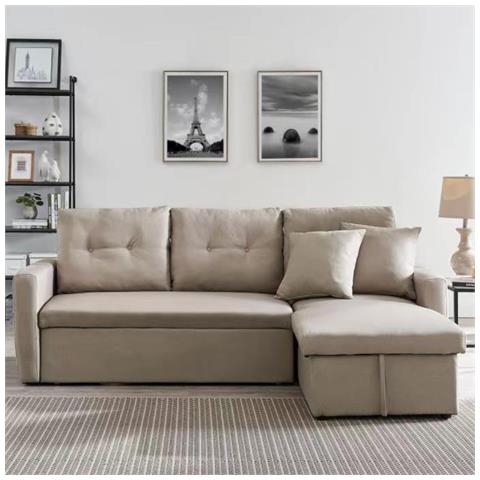 Malmo Divano Letto Angolare Beige A 4 Posti - Foto 1