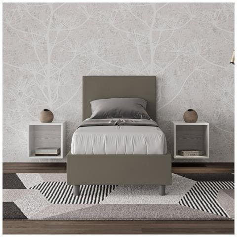 Letto Contenitore Imbottito 80x200 Similpelle Cappuccino Adele - Foto 2