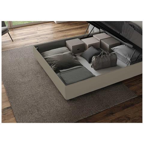 Letto Contenitore Imbottito 80x200 Similpelle Cappuccino Adele - Foto 5