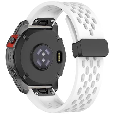 Cinturino In Silicone Garmin Fenix 8 43mm Con Foro E Chiusura Pieghevole - Bianco White - Foto 2