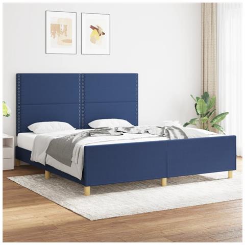 Giroletto Senza Materasso Blu 180x200 Cm In Tessuto - Foto 1