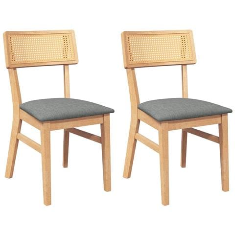 Sedie da Pranzo con Cuscini 2 pz in Legno Massello di Hevea - Foto 1