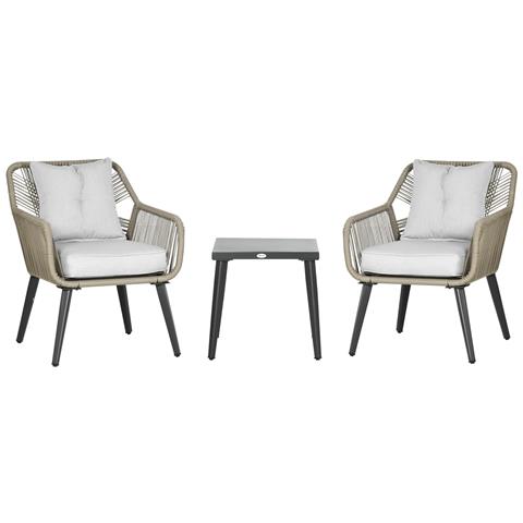 Set Tavolino e Sedie da Giardino 3 Pezzi in Rattan PE e Acciaio con 2 Sedie Moderne e 1 Tavolino da Caffè - Foto 1