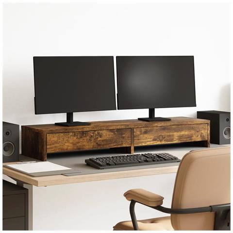 Supporto Monitor Con Cassetti Rovere 100x27x15 Cm In Truciolato - Foto 1