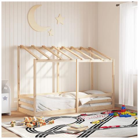 Letto Per Bambini Con Tetto 75x190 Cm In Legno Massello Di Pino - Foto 1
