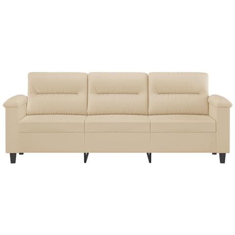 Divano A 3 Posti Crema 180 Cm In Tessuto Microfibra - Foto 3