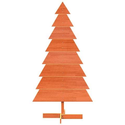 Albero Di Natale Marrone Cera 150 Cm In Legno Massello Di Pino - Foto 3