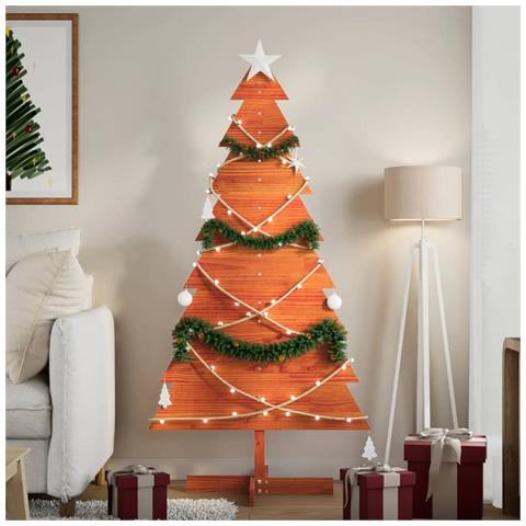 Albero Di Natale Marrone Cera 150 Cm In Legno Massello Di Pino - Foto 1