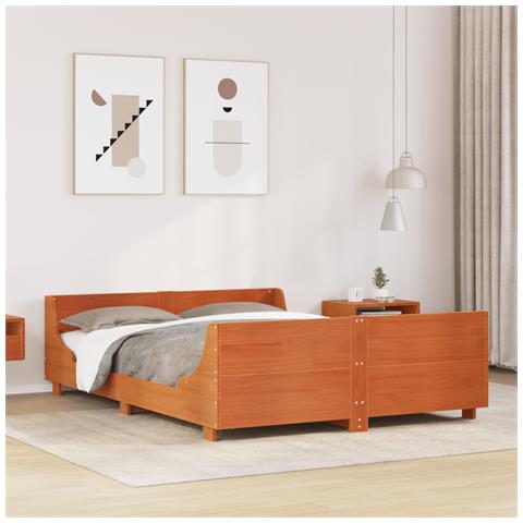 Giroletto Senza Materasso Marrone Cera 140x200cm Massello Pino - Foto 1