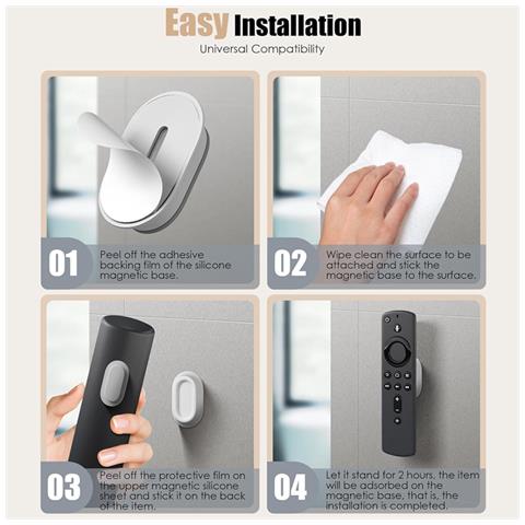 Supporto Magnetico Per Telecomando A 4 Pezzi, Organizer Per Telecomando Tv In Silicone Black - Foto 2