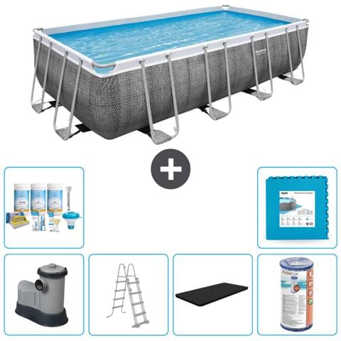 Piscina Fuori Terra - Rettangolo - 549x274x122 Cm - Grigio - Include Accessori Coordinati Cb30 - Foto 1