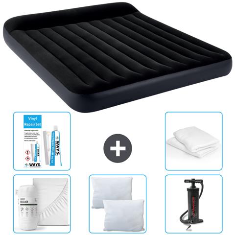Set Materassino Gonfiabile - 203x183x25 Cm - Blu Scuro - Include Accessori Coordinati Cb1 - Foto 1