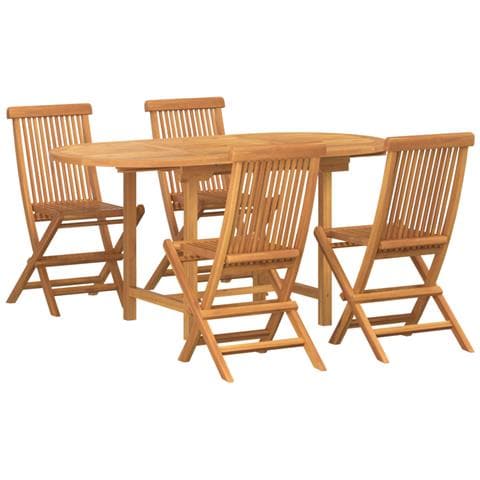 Set da pranzo da giardino 5 pezzi in legno massello di teak - Foto 1