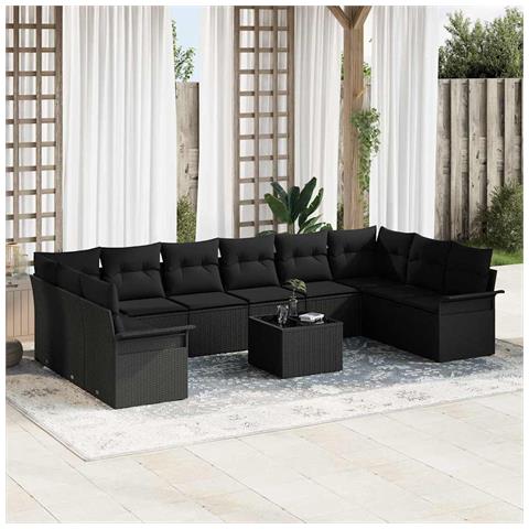 Set Divano da Giardino 11 Pezzi con Cuscini Beige Polyrattan - Foto 2