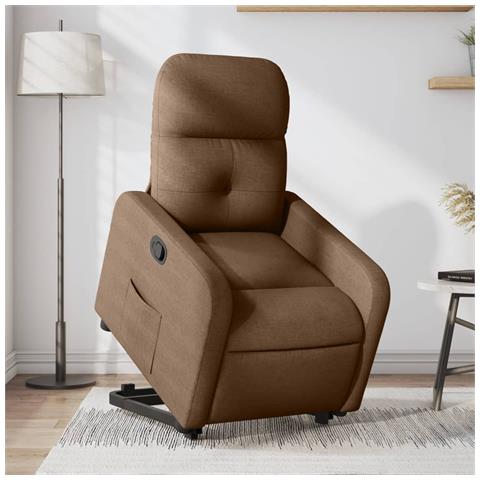 Poltrona Alzapersona Reclinabile Marrone in Tessuto - Foto 2