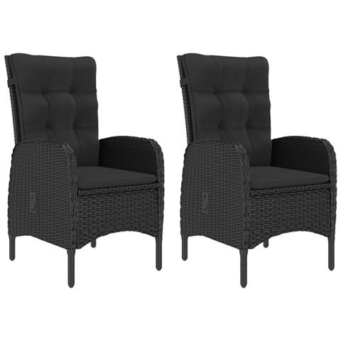 Set Mobili da Pranzo per Giardino 3 pz Nero - Foto 2