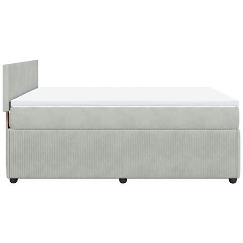 Giroletto a Molle con Materasso Grigio Chiaro 140x200cm Velluto - Foto 9