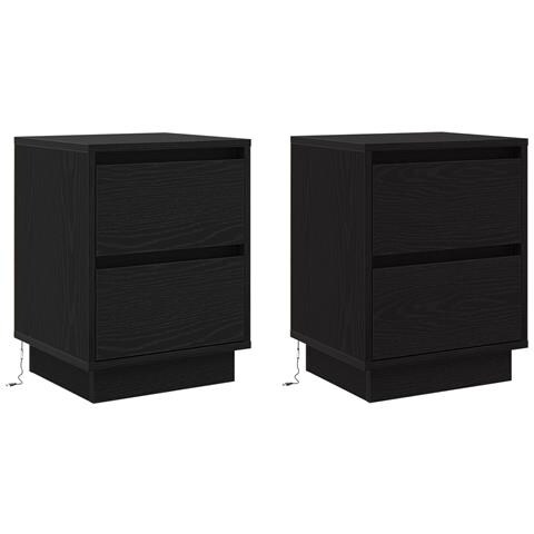 Comodini con luci LED 2 pz nero 39x34.5x50 cm - Foto 1