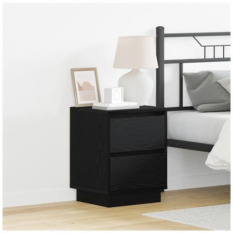 Comodini con luci LED 2 pz nero 39x34.5x50 cm - Foto 2