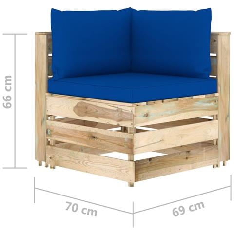 Divano Angolare Modulare Con Cuscini In Legno Impregnato Verde - Foto 6