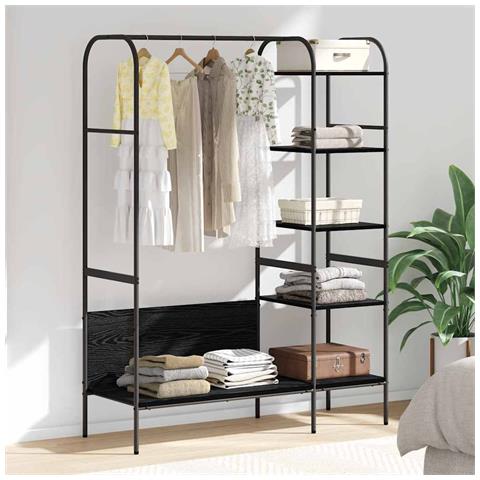 Stendibiancheria Nero 120 x 44 x 160 cm Legno multistrato - Foto 2