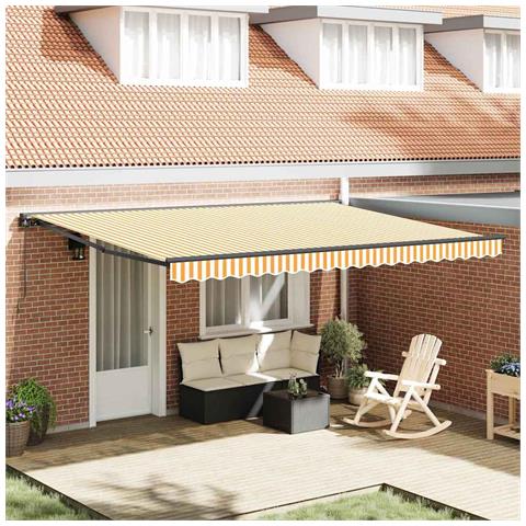 Tenda Retrattile Arancione e bianco 450x300 cm Tessuto - Foto 2