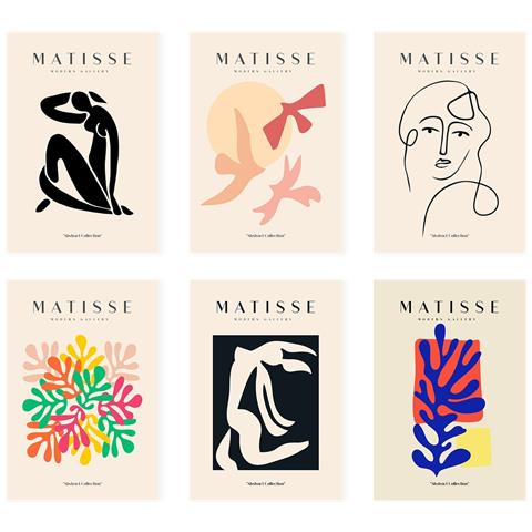 Nacnic Set Di 6 Stampe Künstlerischen Illustrationen Von Henri Matisse Silhouetten Sammlung Von Dekorations Gemälden Im Kunstgalerie Stil A3 Senza Cornice - Foto 1