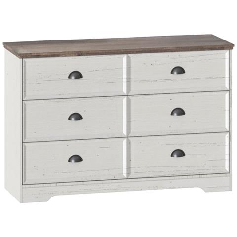 Valla Cassettiera 6 Cassetti Bianco E Legno 120cm - Foto 5