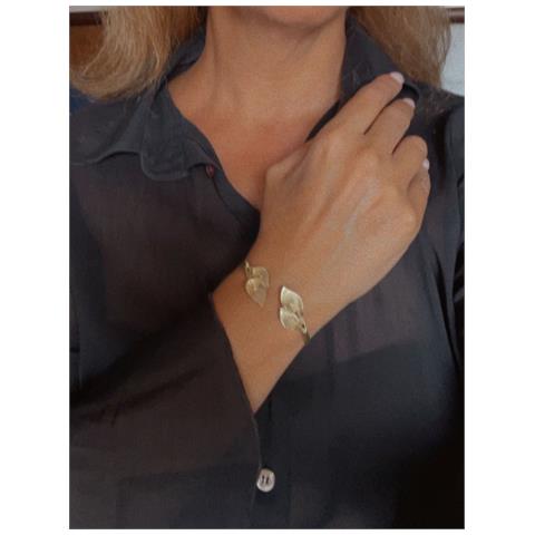 Bracciale Regolabile In Ottone Placcato Oro Con Doppia Calla - Foto 3