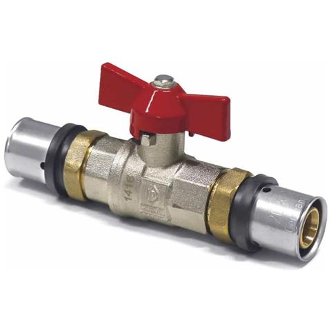 Valvola A Sfera Pressfitting 16mm In Ottone Rosso Con Maniglia A Farfalla - Foto 1