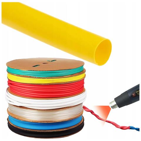 Tubo Termorestringente Giallo 40mm 1m - Flessibile E Autoestinguente | Riduzione 2:1, Resistente Uv, Isolamento Elettrico - Foto 1