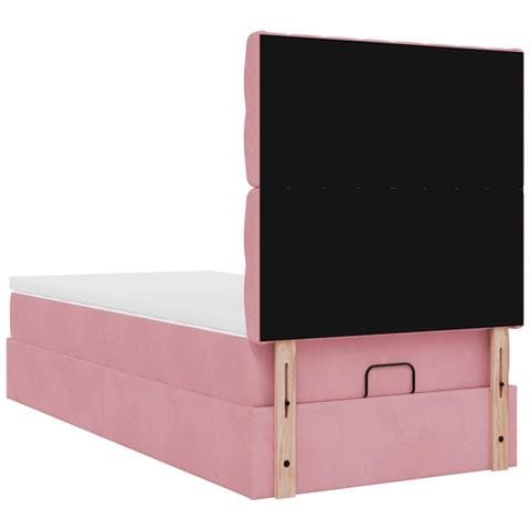 Struttura Letto Pouf con Materassi Rosa 90x190 cm in Velluto - Foto 9