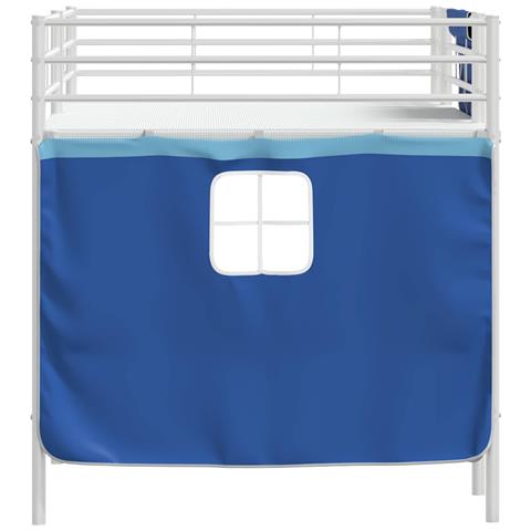 Struttura del Letto Loft per Bambini con Tendine Bianco e Blu - Foto 9