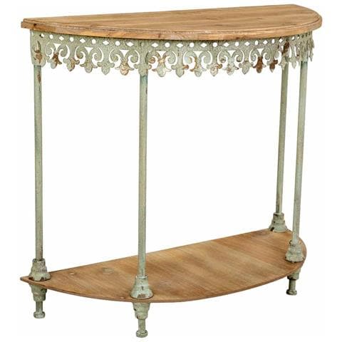 Mobile Da Ingresso In Ferro Bianco Invecchiato E Legno, 5,5x40,5x84h - Foto 1