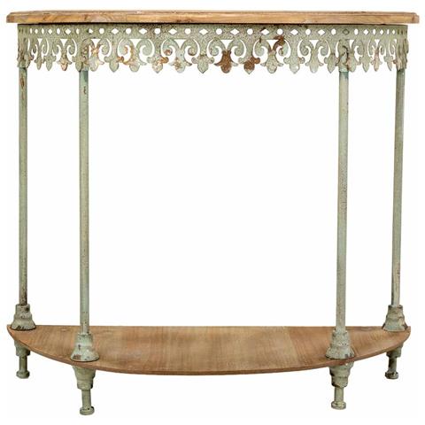 Mobile Da Ingresso In Ferro Bianco Invecchiato E Legno, 5,5x40,5x84h - Foto 2