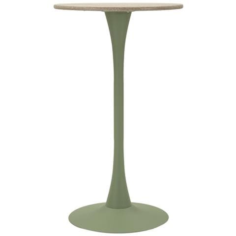 Tavolo Bar Alaska Rotondo In Mdf E Ferro Verde E Crema Ø60x106 Cm - Foto 1