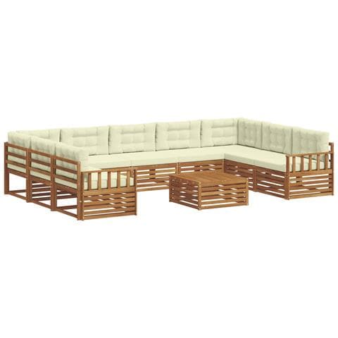 Set divani 10 pcs Naturale e Crema Legno di Acacia Massello - Foto 1