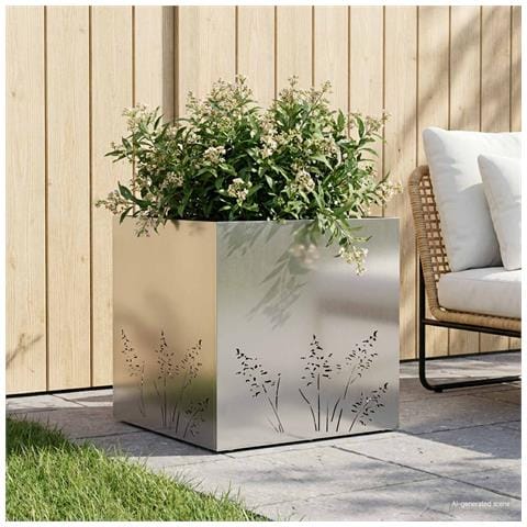 Vaso da giardino Argento 50 x 50 x 49 cm Acciaio Inox - Foto 2