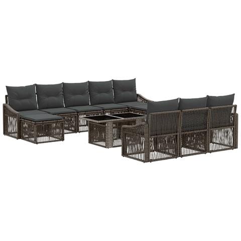 Set Divano da Giardino 11 pz Grigio e Grigio Scuro polyrattan - Foto 1