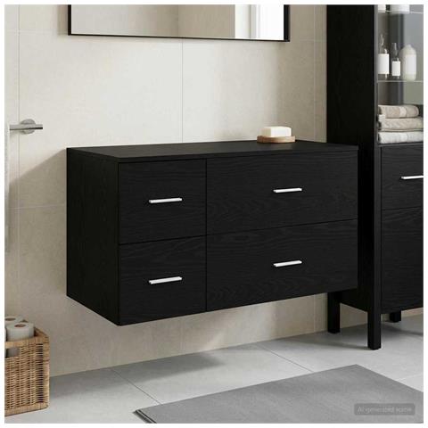 Set di mobili per il bagno 2 pz Rovere Nero - Foto 2