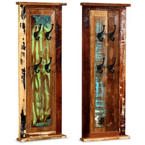 2 Pz Appendiabiti In Legno Massello Di Recupero 38x100 Cm - Foto 1