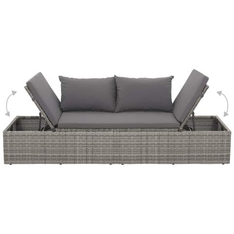 Lettino Da Esterno In Polyrattan 195x60x60 Cm Grigio - Foto 2