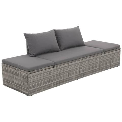 Lettino Da Esterno In Polyrattan 195x60x60 Cm Grigio - Foto 1