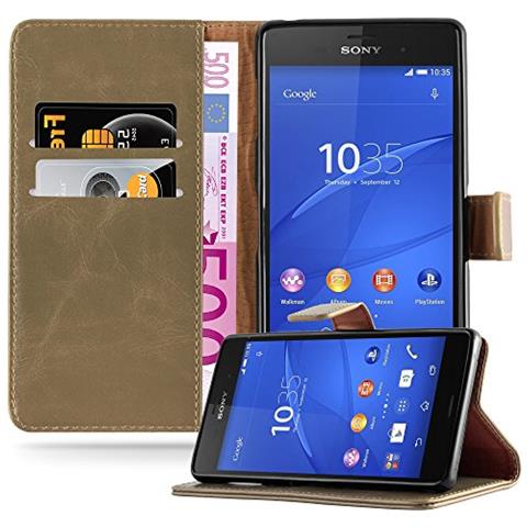 Custodia Compatibile Con Sony Xperia Z3 In Marrone Cappuccino - Coperchio Protettiva Con Chiusura Magnetica, Funzione Stand E Tasca Per Le Carte - Foto 1