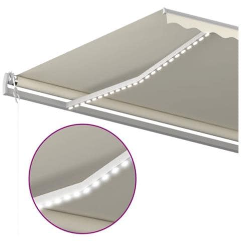 Tenda Automatica con Sensore Vento e LED 500x350 cm Crema - Foto 8