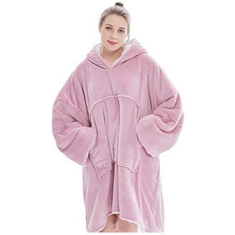 Oversize Con Cappuccio Blanket Felpa The Original Sherpa Gigante Pullover Con Grande Tasca Frontale Morbida Accogliente Caldo E Confortevole Della Novit Con Cappuccio 1 Size Fits All Tv-coperta Per Uomo Donna Adolescenti Bambini - Foto 4