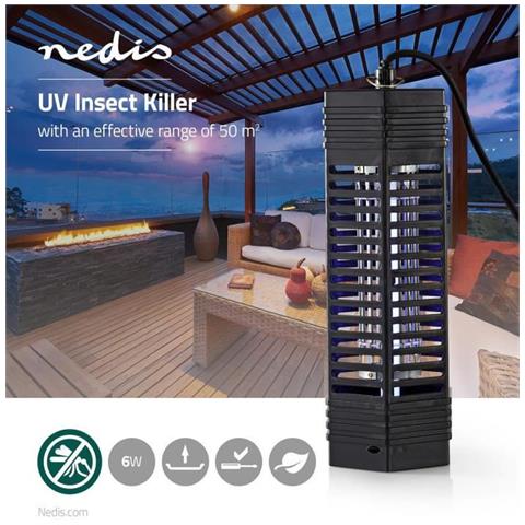F6t5/bl Lampada Anti Insetti Uv 6 W Copertura 50 Metri Quadrati, Nero - Foto 1